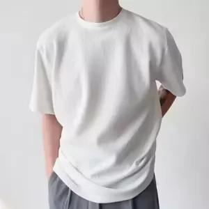 통기성 좋은 남성 데일리 와플 라운드넥 반팔티 반팔 티셔츠 메쉬 헨리넥 루즈핏