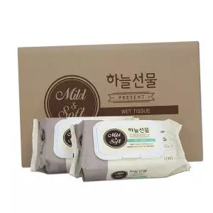 도톰한물티슈 피톤치드 하늘선물 물티슈 캡형 한박스 100매24개