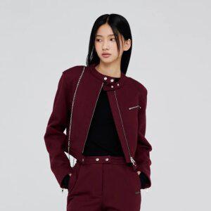 [오프닝프로젝트] 여성 W Biker Jersey Jacket - Burgundy (FWSWCJA112MBG-W)