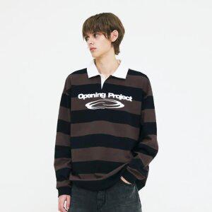 [오프닝프로젝트] 공용 Identity Stripe Collar T Shirt - Brown (FWSWCTA342MBR-W)
