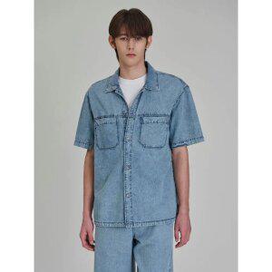 [로가디스] [LIGHT SETUP] 데님 오버핏 반팔 셔츠  스카이 블루 (RY5465C94Q)