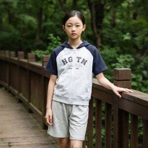 행텐틴즈 여아 쿨링 래글런 반팔 후드집업_277(14520-131-414-31)