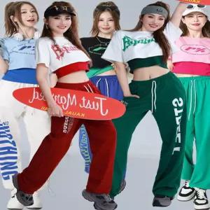 방송 댄스복 컬러풀 슬림 댄스 탑 줌바 셔플 팬츠 스포츠 방송댄스 상의 라틴 반팔 재즈