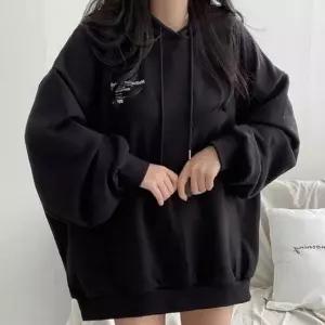 후드티 여성 레터링 캐주얼 포켓 상의