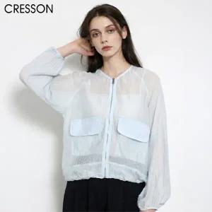 [크레송(CRESSON)] 에어리 시어 포켓 블루종 점퍼(택가격: 218000원)
