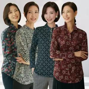 엄마옷 제시카 기모 블라우스 4종 플라워 호피 패턴 빅사이즈 중년여성 마담 60대 50대 40대 선물