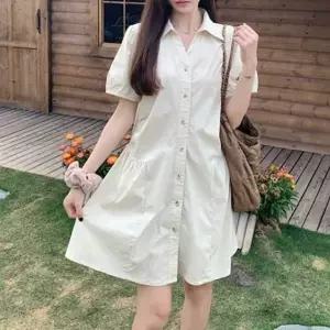 셔츠원피스 여성 루즈핏 카라 셔링 홈웨어 데일리룩