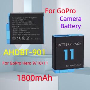 고프로 스포츠 카메라 히어로 11 10 배터리 또는 충전기용 1800mAh 9 액세서리