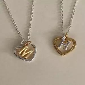 [폭스타일][925 Silver] Love combi initial necklace A 22