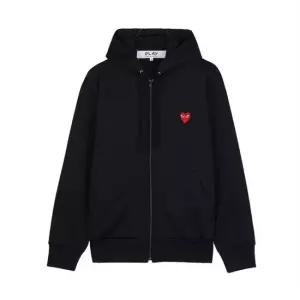 꼼데가르송 SS26 공용 레드하트 와펜 후드집업 AZ T172 051 BLACK