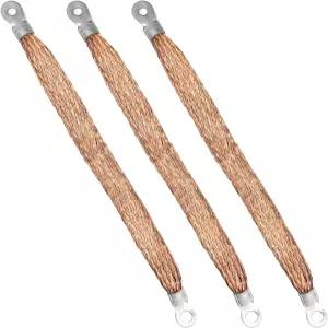 KVAEY 3PCS 자동차 접지 스트랩 단자 플러그가 부착된 평평한 구리 케이블 대부분의 차량용 유연 주석 배드