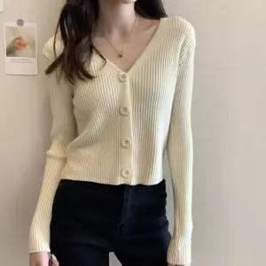 폴라티 크롭티 크롭가디건 쿨샵 카디건 왕단추 여성 슬림핏 박스티 [mCBC450]