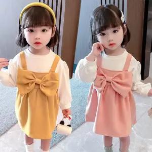 [조이멀티]엣지빅리본 아동멜빵원피스티셔츠세트 204894