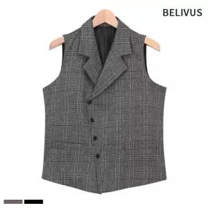 [빌리버스]빌리버스 남성 조끼 BIT040 남자 체크 수트 카라 정장 베스트