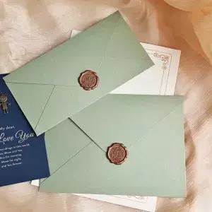 30pcs 21.5x15.5cm 결혼식을위한 녹색 봉투 고급 250g 종이 초대장 소규모 비즈니스 문구 용품 보관 가방