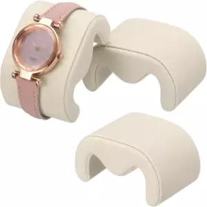Uxcell 시계 케이스용 3피스 팔찌 베개 M자형 벨트 벨벳 쿠션 교체용 손목시계 보석 진열 선물 상자 베이지