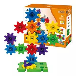 [퍼기]i100 아이백 움직이는 기어블럭 빌딩 100pcs 와플 십자 사각 블럭 STEM 어린이집 교구 공구놀이