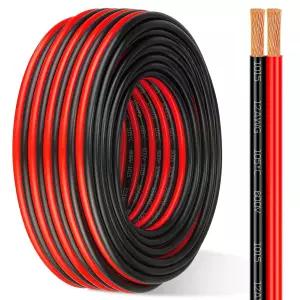 12게이지 와이어 10ft OFC 순수 구리선 12AWG 2도체 빨간색 검정 저전압 케이블 자동차 스피커 LED 오디오
