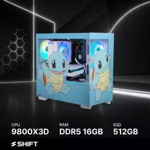 주연테크 시프트 PKKv98XHFV-16G512G 포켓몬스터 꼬부기 AMD 라이젠7 9800X3D 반본체 게이밍 컴퓨터