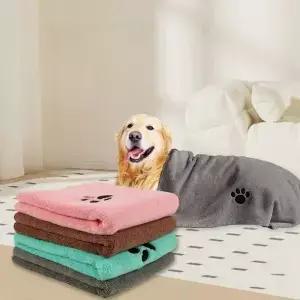 ？ 마이크로화이버 애완동물 목욕 타월 자수 처리된 초부드러운 흡수성 고양이 및 개용 그루밍 용품 빠른