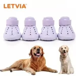 LETVIA 강아지 신발 미끄럼 방지 여름 부츠 소형 중형 대형견 방수 핫 로드 애완 동물 샌들 야외용