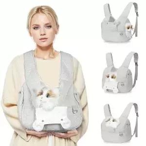 고양이 하네스와 목줄 세트 앞보기 가능한 백팩 탈출 방지 통기성 메쉬 캐리어 산책 하이킹 및 여행용