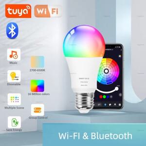 Tuya 스마트 LED 전구 220V 110V 15W 20W 블루투스/Wifi E27 Alexa 램프 RGB 라이프 APP Google Assisatnt