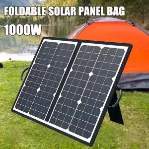 태양광 패널 키트 완전한 야외용 1000W 접이식 발전소 휴대용 발전기 충전기 18V 자동차 보트 카라반