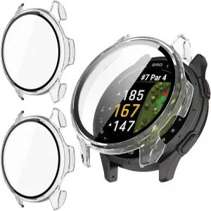 기미야키 2팩 Garmin 접근 S50 스크린 프로텍터 케이스 하드 PC 범퍼 풀 커버 보호 액세서리 내장 강화