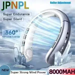 8000mAh USB 교수형 목걸이형 선풍기 휴대용 날개 없는 미니 충전식 무소음 LED 디지털 디스플레이 전기