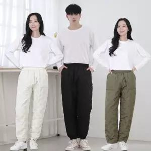 남녀공용 뉴 고주파 패딩바지 방한팬츠 조거 일자 누빔 겨울 남자 허리밴딩 추리닝