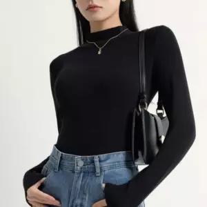 오너클랜 목폴라 티셔츠 여성 모달 반목 긴팔 이너웨어 가을 슬림핏 목폴라 여성반폴라 니트티