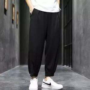 남성 배기 조거팬츠 밴딩 얇은 여름바지 루즈핏 캐주얼 여름바지 7부 루즈핏 얇은 밴딩