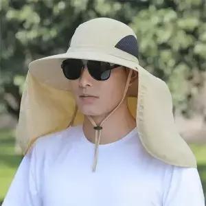 통기성 좋은 천 남성용 햇빛 가리개 모자 탈부착 가능한 숄 여성용 챙모자 넓은 자외선 차단 낚시꾼