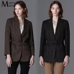 모리모리스 모던클래식 벨티드 체크 울 블렌드 자켓 재킷 466102