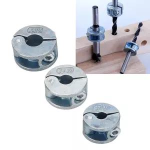 3PCS 6mm 8mm 10mm 드릴 비트 스토퍼 칼라 합금 드릴링 깊이 스톱 링 (육각 렌치 포함) 드릴 비트 용 타입