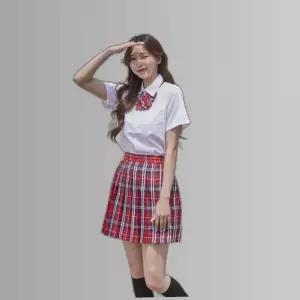 교복몰 심플 포켓 얇은 반팔 블라우스 교복 교복셔츠