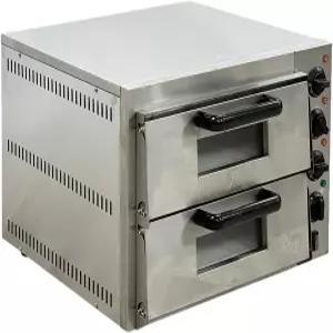 상업용 카운터탑 더블 데크 피자 오븐 스테인리스 스틸 3000W 240V 세라믹 하스 스톤 60분 타이머 모델