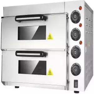 LGXEnzhuo 16인치 상업용 더블 데크 오븐 3KW 전기 스테인리스 피자 베이킹 50°C-350°C 122 F-572 F 독립