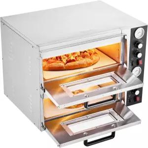VEVOR 피자 오븐 일렉트릭 18인치 더블 데크 상업용 조리대 최대 온도 842°F 온도계가 있는 실내 메이커