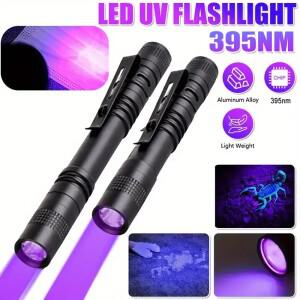 395nm UV 펜 플래시라이트  클립이 있는 블랙라이트 휴대용 탐지기 검출기 파인더 호텔/애완동물 소변/침대