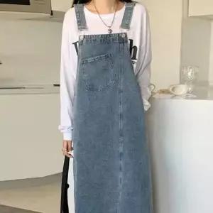 [하프클럽/]데님 멜빵 원피스 롱스커트 여성 캐주얼 빈티지 여름 간절기 홈