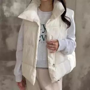 [하프클럽/]여성 패딩 폴라넥 베이직 미니멀리즘 누빔 조끼