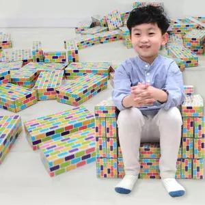 도미노 쌓기놀이 단단한 종이 벽돌블록50P 요새만들기 식당키즈존