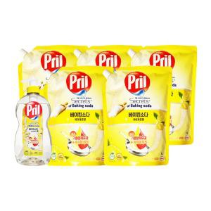 프릴 주방세제 베이킹소다 레몬향 용기x1개 리필x5개