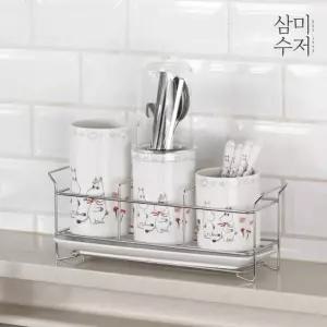 [삼미수저] 무민 더키친 3단 철망 수저통
