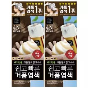 미쟝센 염색약 올뉴 쉽고 빠른 거품 새치 염색 짙은갈색 4N x 2개 새치커버