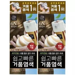 미쟝센 염색약 올뉴 쉽고 빠른 거품 새치 염색 밝은갈색 6N x 2개 새치커버