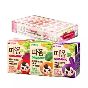 [G] 빙그레 따옴 유기농주스 120ml 사과/오렌지/적포도 24팩