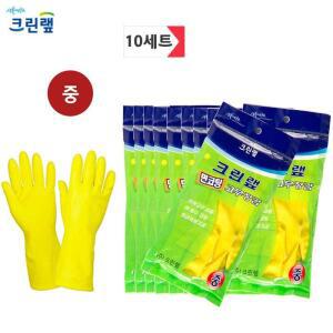[OF4O95NO]크린랩 면코팅 고무장갑 중 10세트 라텍스